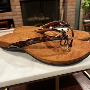 Vionic Bella Li Women's 11 Brown Tortoise Slip-On Orthotic Thong Sandals‎ NEW